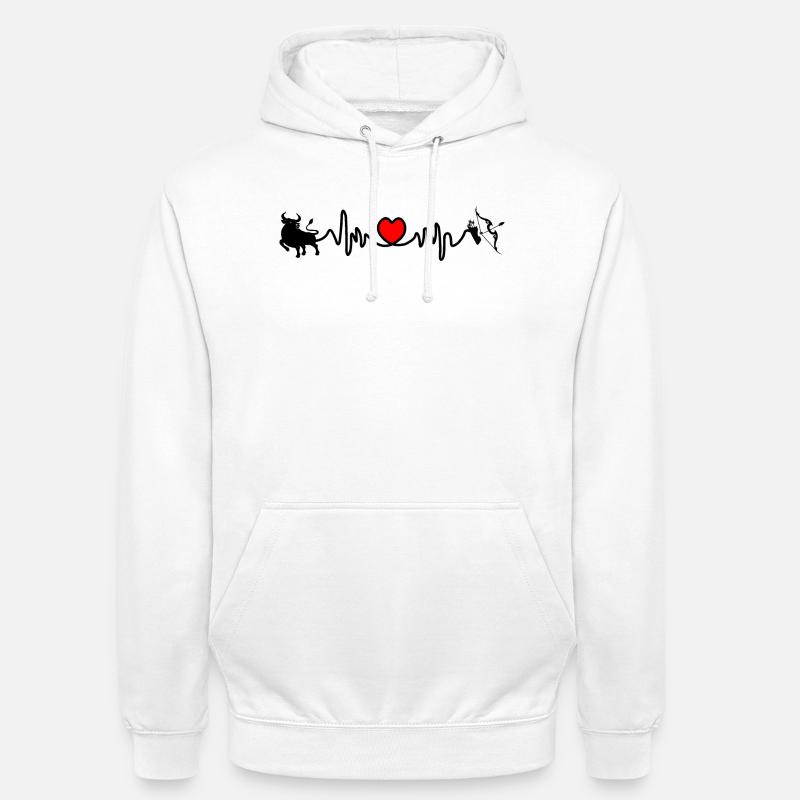 Fréquence cardiaque cardio Taureau Sagittaire - Sweat-shirt à capuche unisexe - blanc
