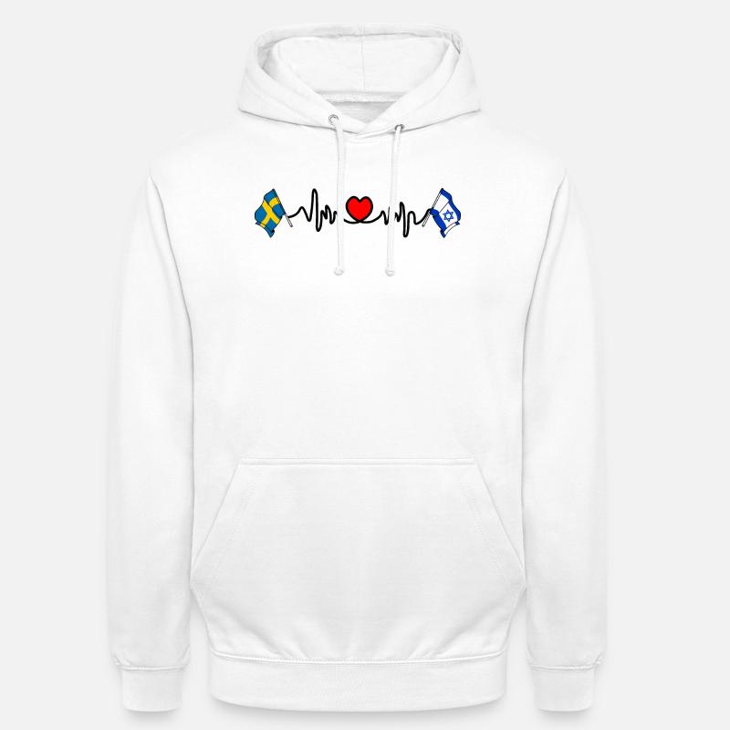 Cardio heart Drapeau Suède, drapeau Israël - Sweat-shirt à capuche unisexe - blanc