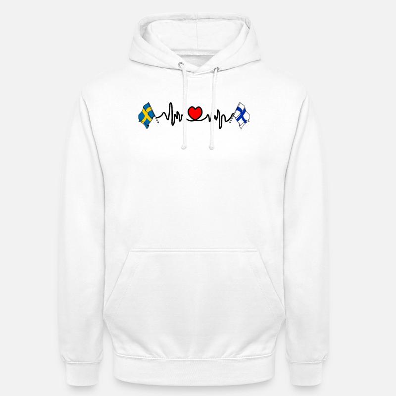 Cardio coeur Drapeau Suède, drapeau Finlande - Sweat-shirt à capuche unisexe - blanc