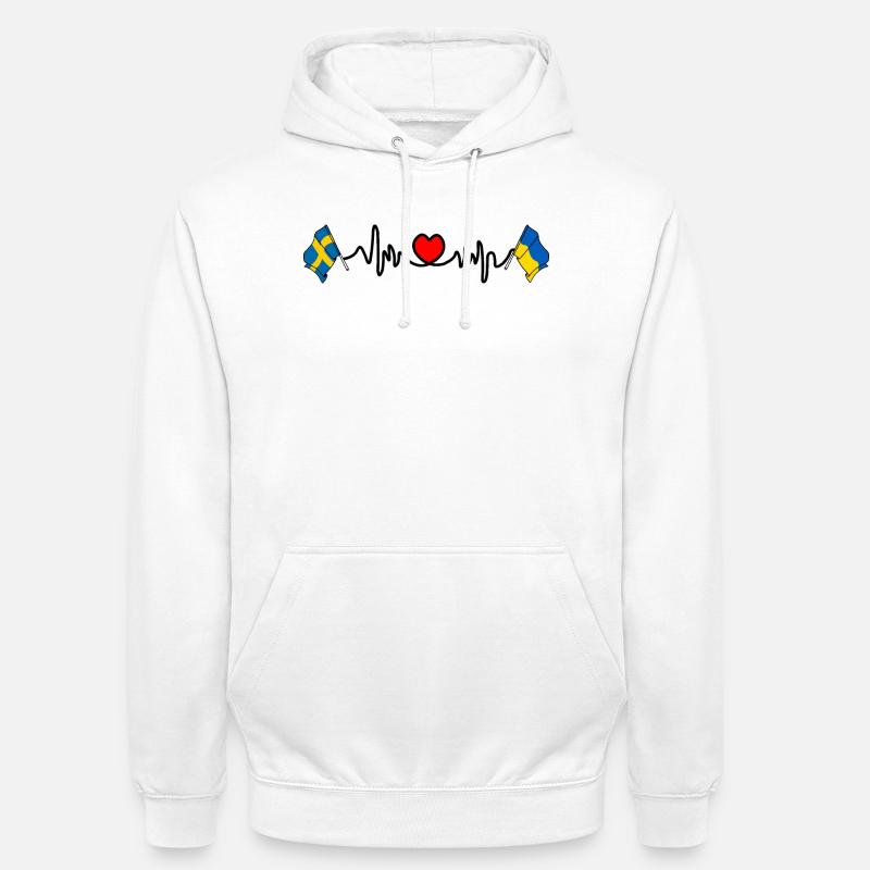 Cardio heart Drapeau Suède, drapeau Ukraine - Sweat-shirt à capuche unisexe - blanc
