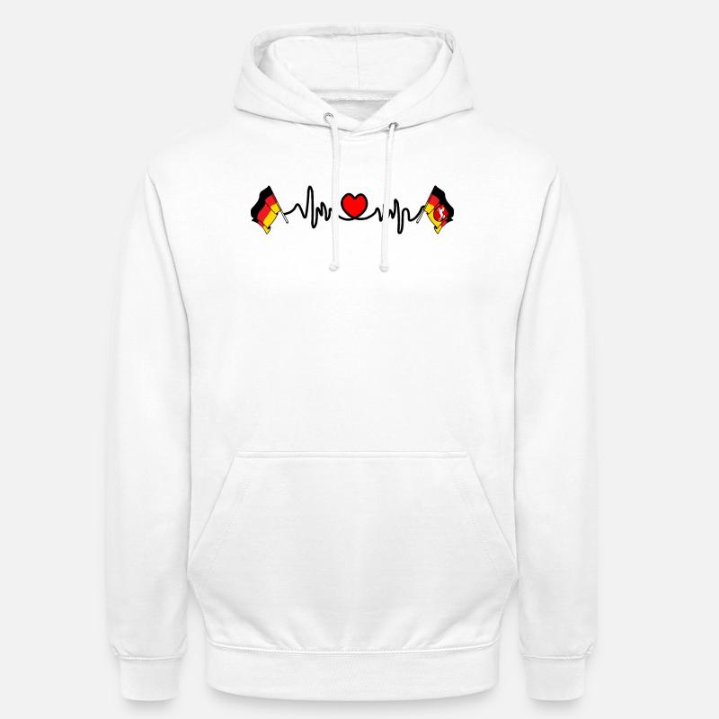 Cardio heart Drapeau Allemagne, drapeau Basse-Saxe - Sweat-shirt à capuche unisexe - blanc
