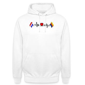 Cardio-Herz-Flagge Niederlande, Nordholland - Unisex Hoodie - Weiß - Vorne - AI Model Male 185 dark (185cm) & AI Model Female 172 dark (172cm)