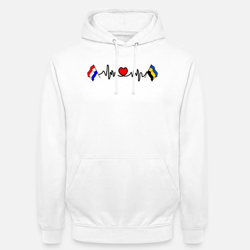 Cardio coeur Drapeau Pays-Bas, drapeau Gueldre - Sweat-shirt à capuche unisexe - blanc