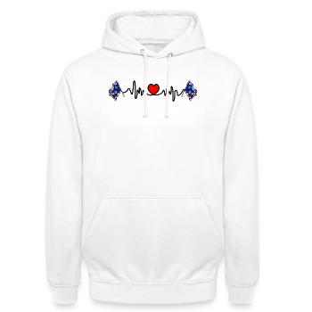 Centre-Val de Loire Battement de cœur - Sweat-shirt à capuche unisexe - blanc - Devant - AI Model Male 185 dark (185cm) & AI Model Female 172 dark (172cm)