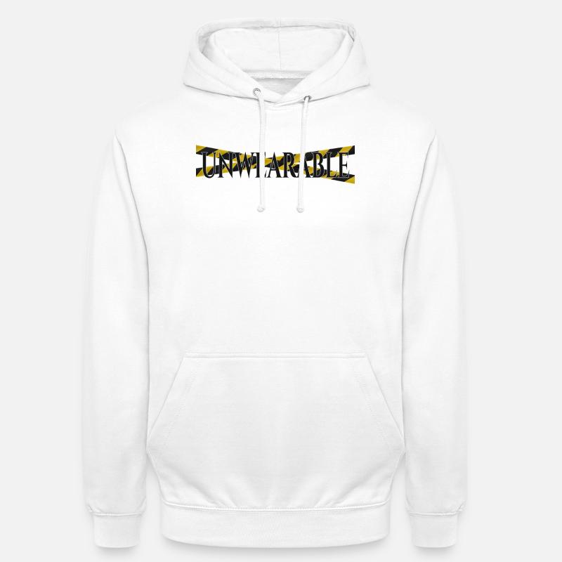 Untragbar – Statement-Design mit Warnband - Unisex Hoodie - Weiß