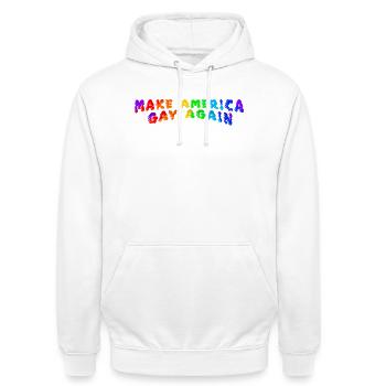 Make America Gay Again - Unisex Hoodie - white - Front - AI Model Male 185 dark (185cm) & AI Model Female 172 dark (172cm)