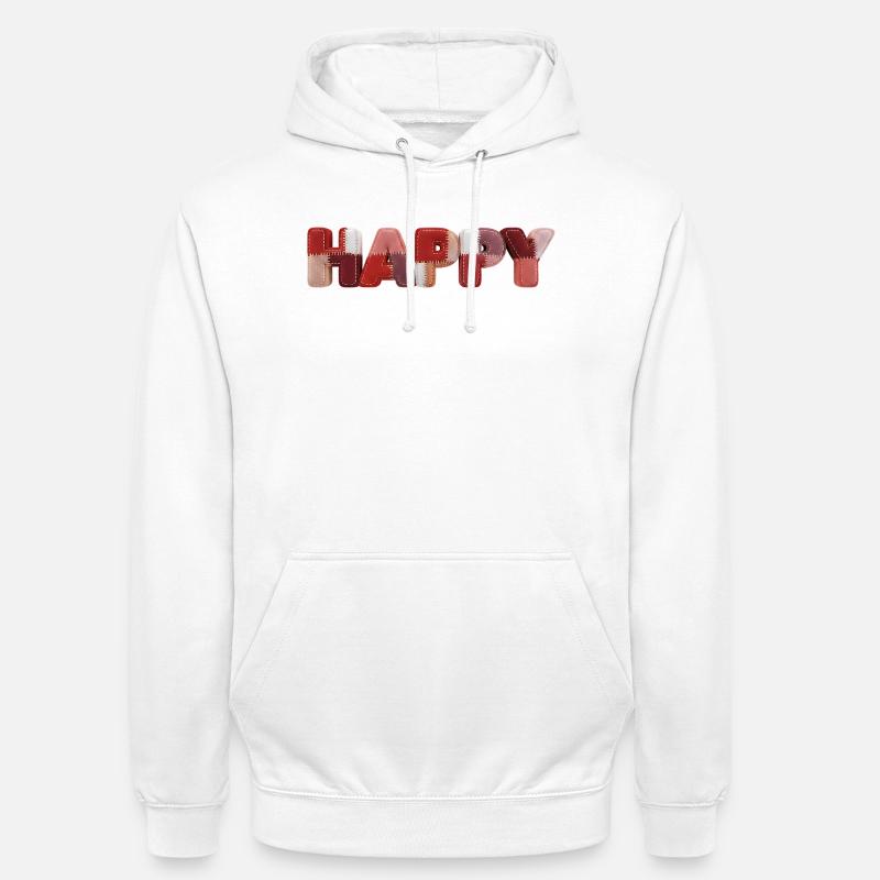 Happy Patchwork Design Stoffflicken Look - Unisex Hoodie - Weiß