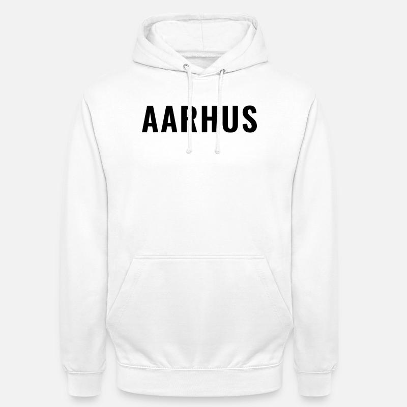 Aarhus Danemark Typographie minimale - Sweat-shirt à capuche unisexe - blanc