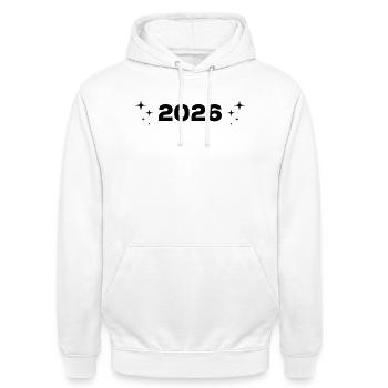 2026 - Jahr - Linie - Jahreswechsel - Unisex Hoodie - Weiß - Vorne - AI Model Male 185 dark (185cm) & AI Model Female 172 dark (172cm)