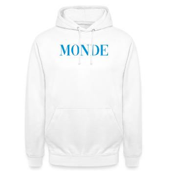 Monde - Unisex Hoodie - Weiß - Vorne - AI Model Male 185 dark (185cm) & AI Model Female 172 dark (172cm)