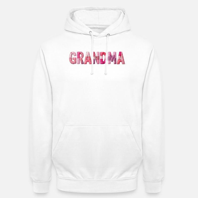 Grandmother Pink Plaid Letters Patchwork - Unisex Hoodie - white