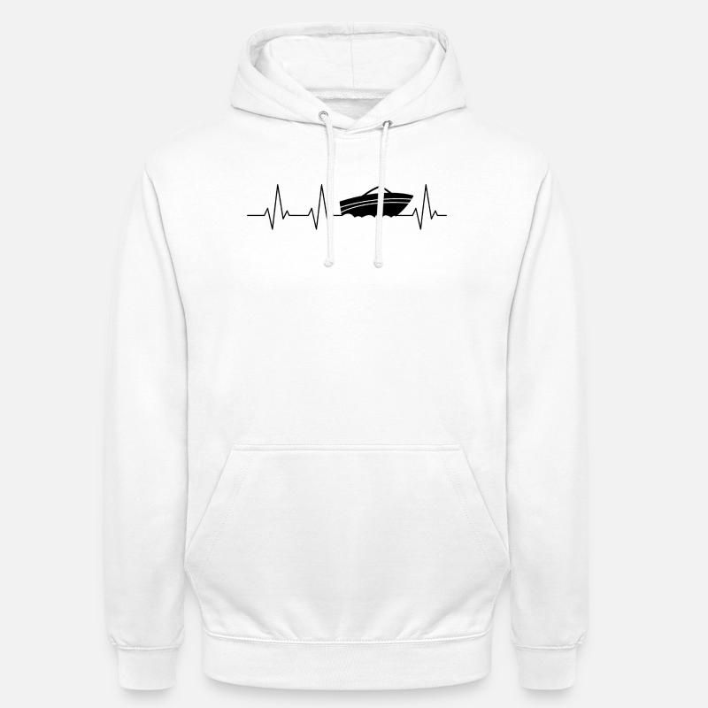 Herzschlag Motorboot Boot - Unisex Hoodie - Weiß