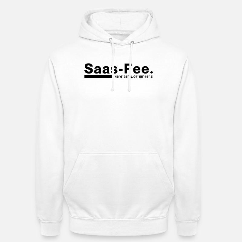 Coordonnées Saas-Fee Valais, Suisse - Sweat-shirt à capuche unisexe - blanc