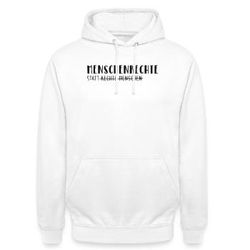 Human rights instead of right-wing people - Unisex Hoodie - white - Front - AI Model Male 185 dark (185cm) & AI Model Female 172 dark (172cm)