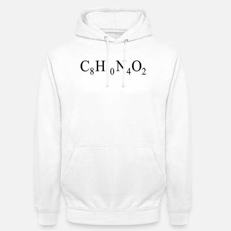 Caffeina - Formula chimica - Felpa con cappuccio unisex - bianco
