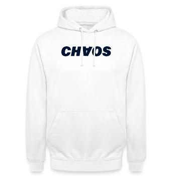 Chaos - Sweat-shirt à capuche unisexe - blanc - Devant - AI Model Male 185 dark (185cm) & AI Model Female 172 dark (172cm)