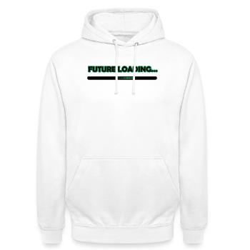 Future Loading Progress Tee - Unisex Hoodie - white - Front - AI Model Male 185 dark (185cm) & AI Model Female 172 dark (172cm)