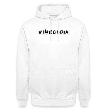 VibeCoder Glitch Neon - Unisex Hoodie - Weiß - Vorne - AI Model Male 185 dark (185cm) & AI Model Female 172 dark (172cm)