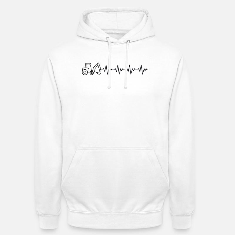 Bagger Baggern Baggerfahrer EKG Herzschlag - Unisex Hoodie - Weiß