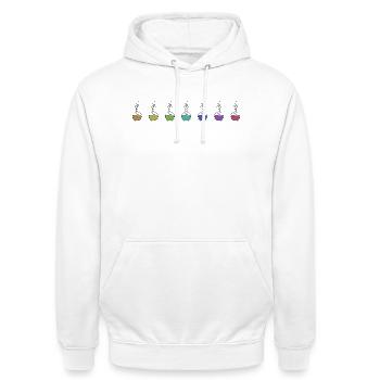 Chemistry experiment in the laboratory - Unisex Hoodie - white - Front - AI Model Male 185 dark (185cm) & AI Model Female 172 dark (172cm)