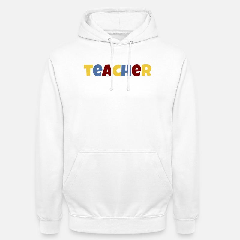 Texte coloré de l’enseignant - Sweat-shirt à capuche unisexe - blanc