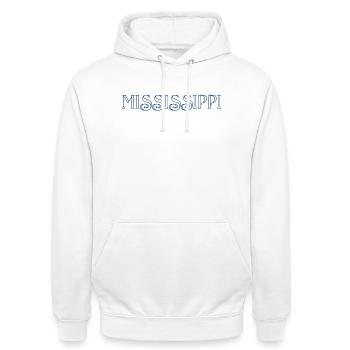 MISSISSIPPI State - Unisex Hoodie - white - Front - AI Model Male 185 dark (185cm) & AI Model Female 172 dark (172cm)
