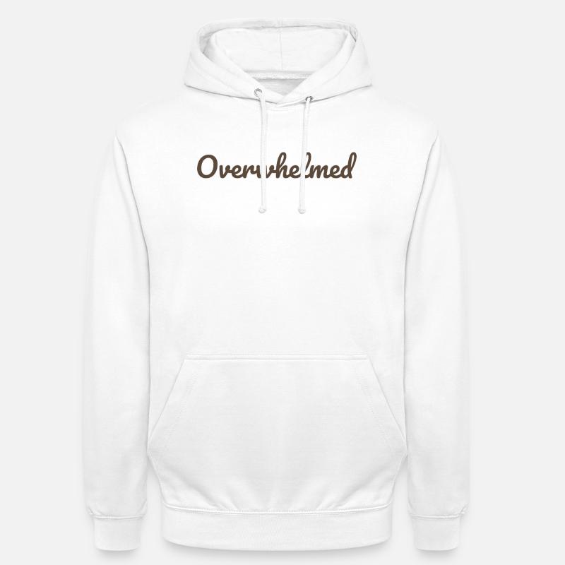 Overwhelms script text in brown - Unisex Hoodie - white