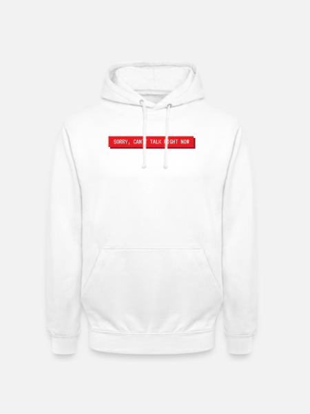 Beklager, kan ikke snakke akkurat nå, frasemusikk - Unisex-hettegenser - hvit