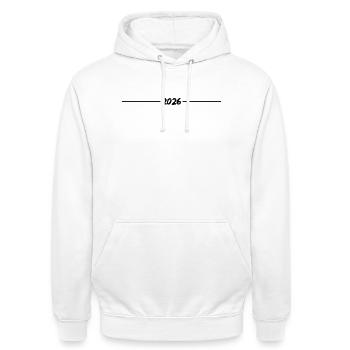 2026 - Jahr - Linie - Jahreswechsel - Unisex Hoodie - Weiß - Vorne - AI Model Male 185 dark (185cm) & AI Model Female 172 dark (172cm)