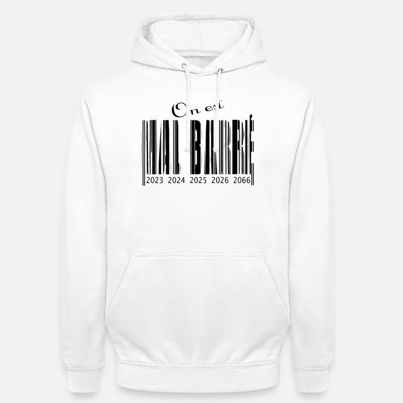 mal barré code barre - Sweat-shirt à capuche unisexe - blanc