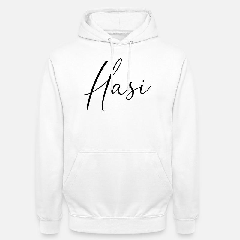 Hasi / Conception de l’écriture manuscrite - Sweat-shirt à capuche unisexe - blanc