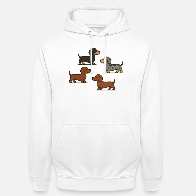 Dachshund Quartett: Spotted & Solid - Unisex Hoodie - Weiß