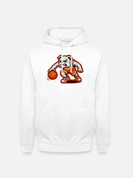 Bulldog Basketball Power-Dribbel-Maskottchen - Unisex Hoodie - Weiß