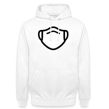 Maske - Unisex Hoodie - Weiß - Vorne - AI Model Male 185 dark (185cm) & AI Model Female 172 dark (172cm)