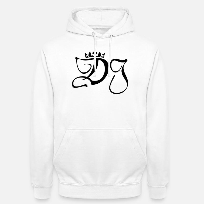 DJ-disc-jockey -monogramme avec la couronne - Sweat-shirt à capuche unisexe - blanc