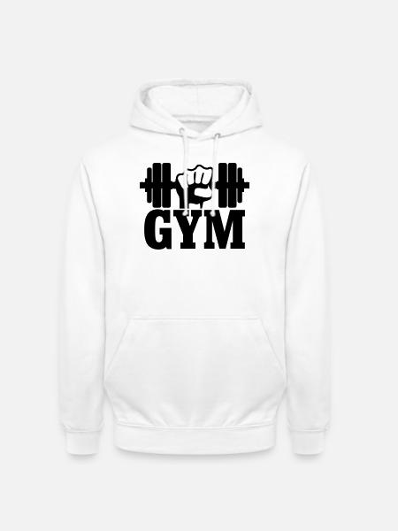 GYM Fist with Dumbbell - Unisex Hoodie - white