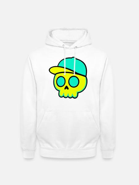 Neon Schädel Cap Streetwear - Unisex Hoodie - Weiß