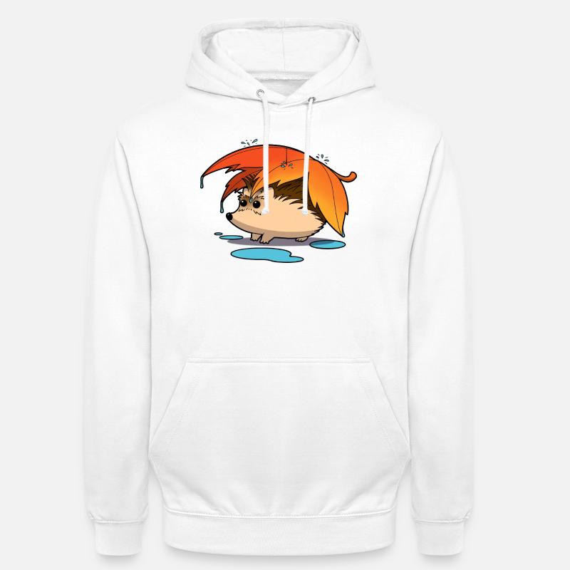 Hérisson sous parapluie feuillu - Sweat-shirt à capuche unisexe - blanc