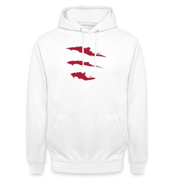 Drei rote Pinselstriche - Unisex Hoodie - Weiß - Vorne - AI Model Male 185 dark (185cm) & AI Model Female 172 dark (172cm)