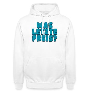 was letzte preis - Unisex Hoodie - Weiß - Vorne - AI Model Male 185 dark (185cm) & AI Model Female 172 dark (172cm)