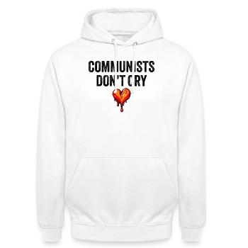 Les communistes ne pleurent pas - Sweat-shirt à capuche unisexe - blanc - Devant - AI Model Male 185 dark (185cm) & AI Model Female 172 dark (172cm)