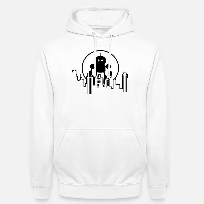 Futuristische Robot Skyline – Android - Unisex Hoodie - Weiß