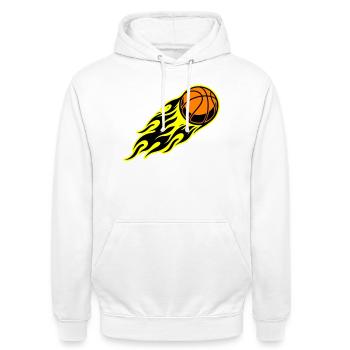 Basketball flame - Unisex Hoodie - white - Front - AI Model Male 185 dark (185cm) & AI Model Female 172 dark (172cm)