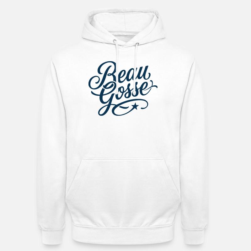Beau Gosse Script Bleu - Sweat-shirt à capuche unisexe - blanc