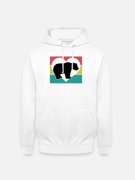 Bär Herz Retro-Style - Unisex Hoodie - Weiß
