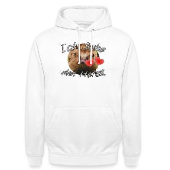 Ich liebe den Herbst Geschenk Igel Spruch Tier - Unisex Hoodie - Weiß - Vorne - AI Model Male 185 dark (185cm) & AI Model Female 172 dark (172cm)