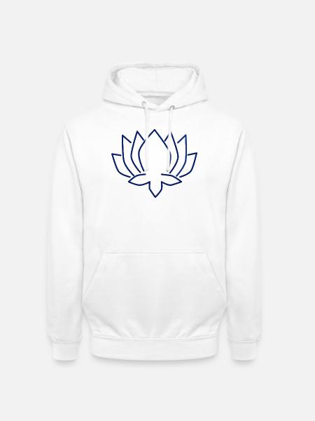 Lotusblau Linien-Print - Unisex Hoodie - Weiß