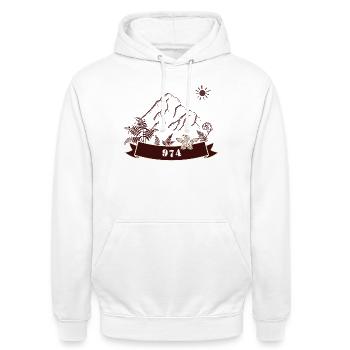 Vintage Mountains 974 Natur - Unisex Hoodie - Weiß - Vorne - AI Model Male 185 dark (185cm) & AI Model Female 172 dark (172cm)