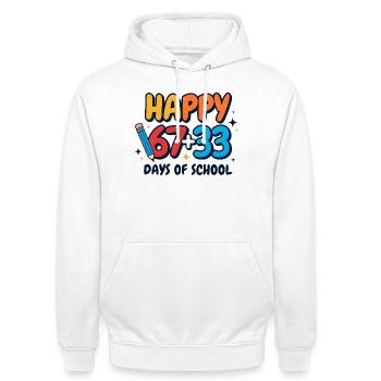 Joyeux 100 jours d’école - Sweat-shirt à capuche unisexe - blanc - Devant - AI Model Male 185 dark (185cm) & AI Model Female 172 dark (172cm)