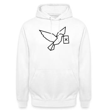 Brieftaube Wahlzettel Outline - Unisex Hoodie - Weiß - Vorne - AI Model Male 185 dark (185cm) & AI Model Female 172 dark (172cm)